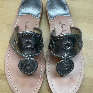 Jack Rogers Jack II leather sandals Size 8 Color Pewter/Silver